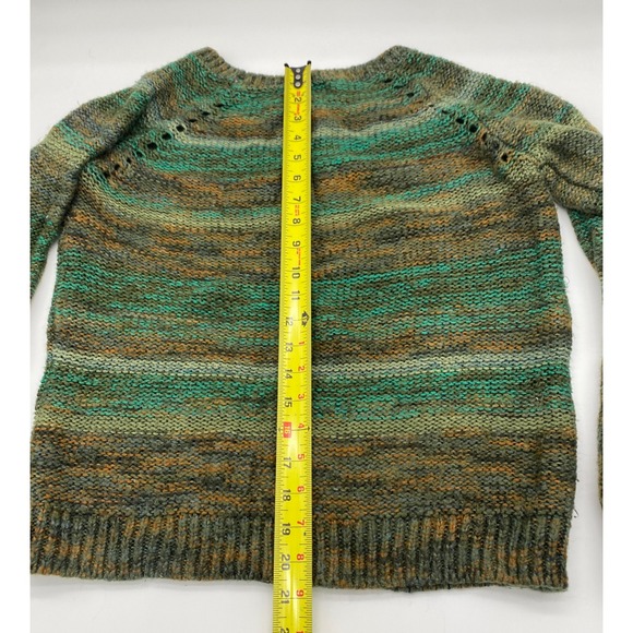 Mossimo Women Sweater Green Multi Color Striped Crew Neck Long Sleeve Size M - Picture 3 of 12